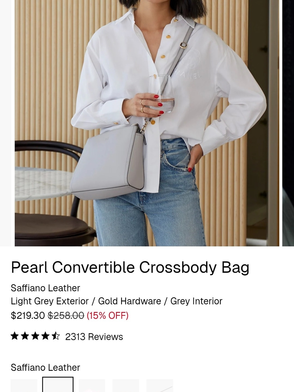 Pearl Convertible Crossbody Bag - Light Grey